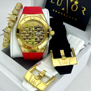 TECHNOMARINE MONOGRAM GOLD & GOLD 46MM RED (3 CORREAS)