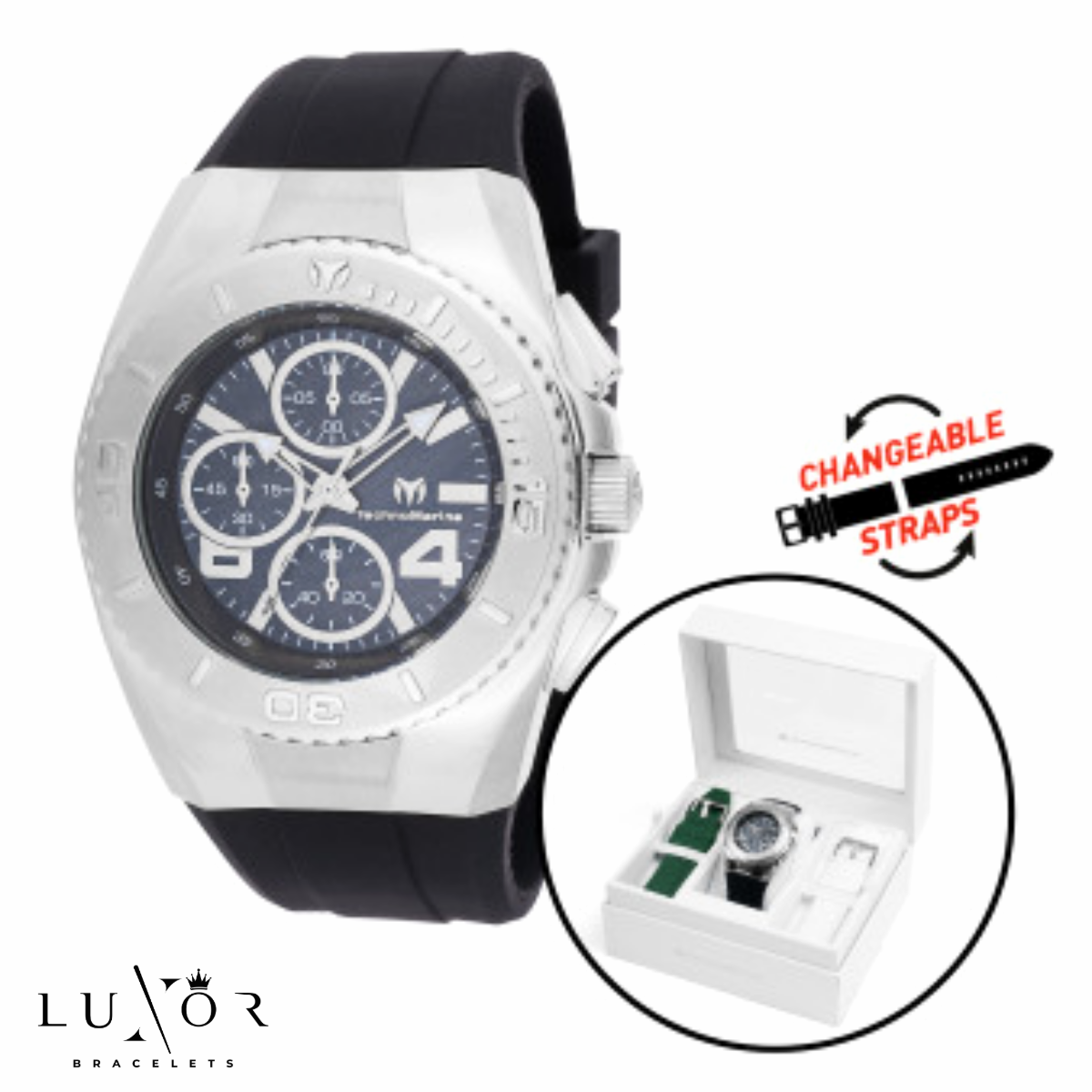 Technomarine Cruise Black Dial Watch (3 Correas)