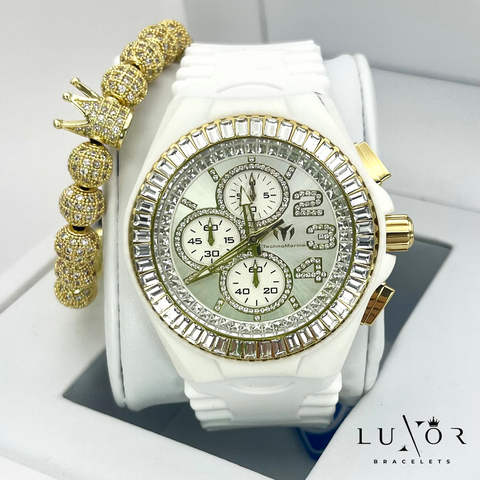 TECHNOMARINE CRUISE JELLYFISH 💎GLITZ Chronograph Quartz White Dial