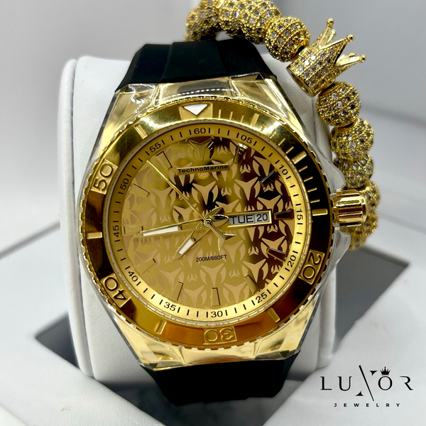 SUPER OFERTA TECHNOMARINE MONOGRAM GOLD & GOLD 46MM (3 CORREAS)