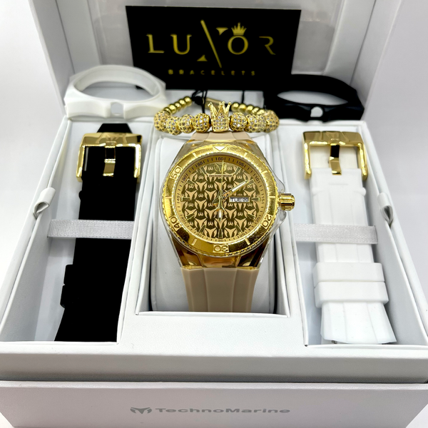 TECHNOMARINE MONOGRAM GOLD & GOLD 46MM (3 CORREAS)