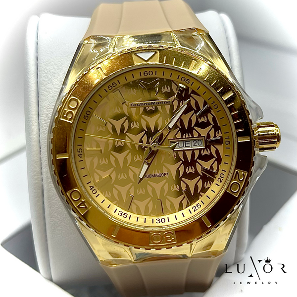 SUPER OFERTA TECHNOMARINE MONOGRAM GOLD & GOLD 46MM (3 CORREAS)