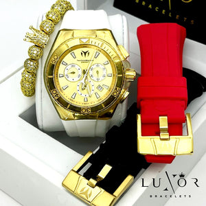 SUPER OFERTA TECHNOMARINE CRUISE STAR GOLD & GOLD 46MM (SUIZO) CRISTAL ZAFIRO ( 3 CORREAS)